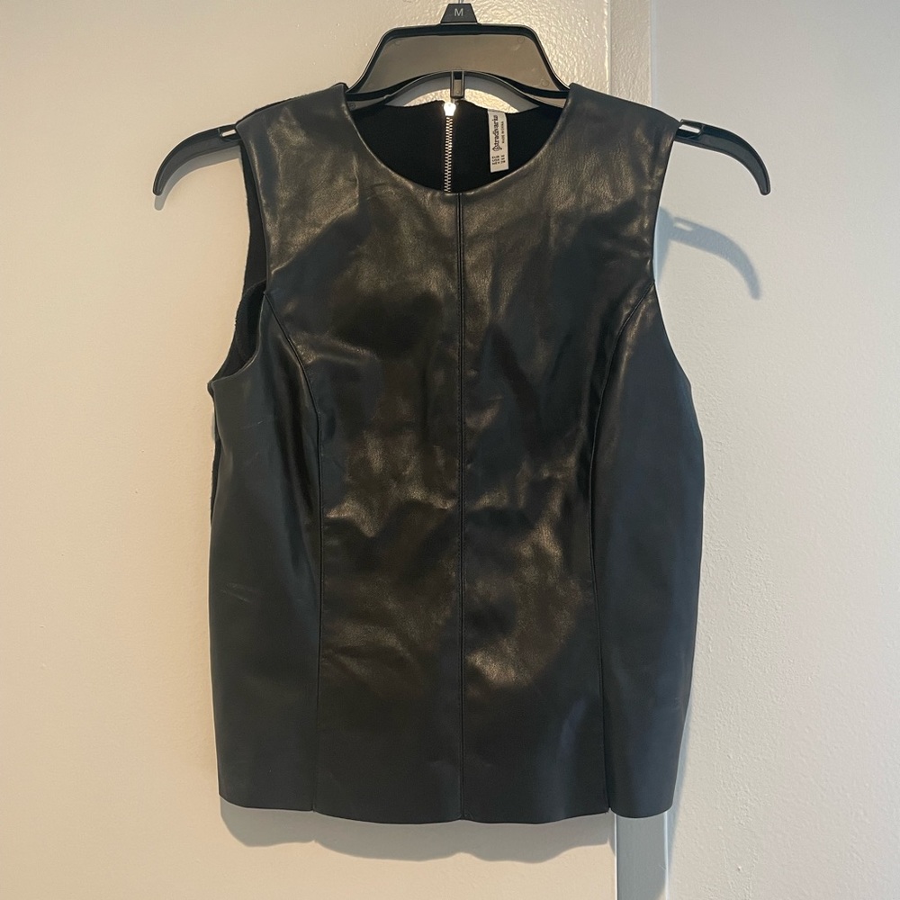 Black faux leather stradivarius top